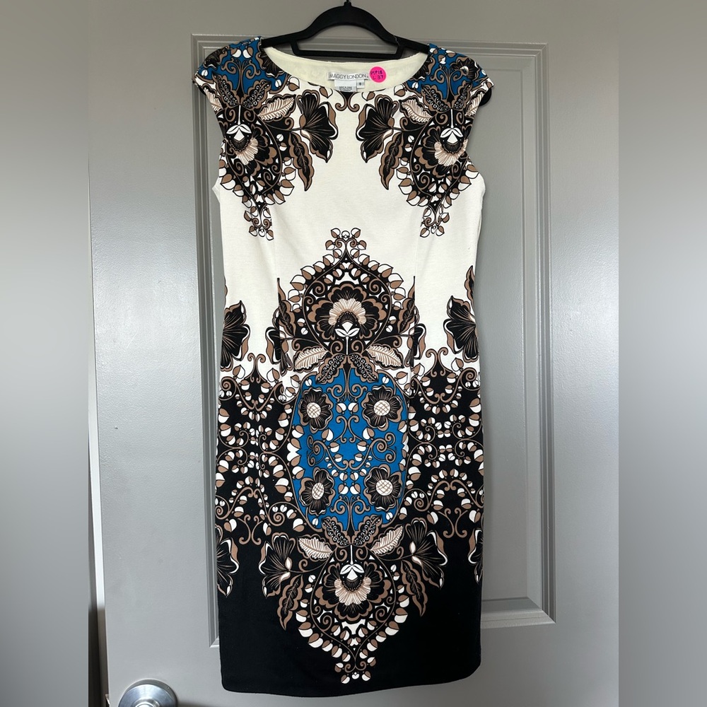 Maggy London Cap Sleeve Sheath Dress Size 8